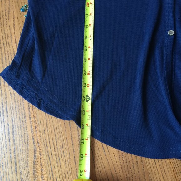 Moueey Navy Blue NWT drop shoulder thermal button top XL - Picture 11 of 12